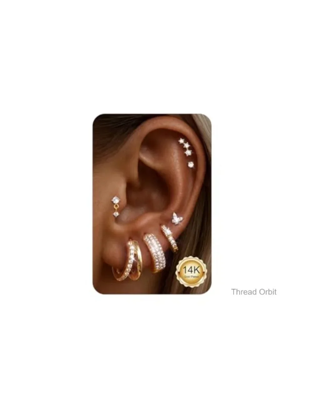 7 Pairs Hypoallergenic Surgical Steel Gold Hoop & Flat Back Stud Earrings Stack